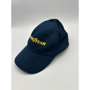 Goodyear Tires Navy Blue Snapback Baseball Hat Yellow Embroidered Logo Mens OSFM